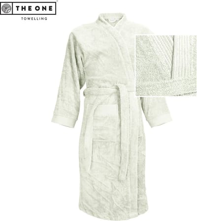 The One Towelling Badjas - L/XL - Zachte kamerjas - Vocht absorberend - 100% Gekamd badstofkatoen - Ivoor Crème