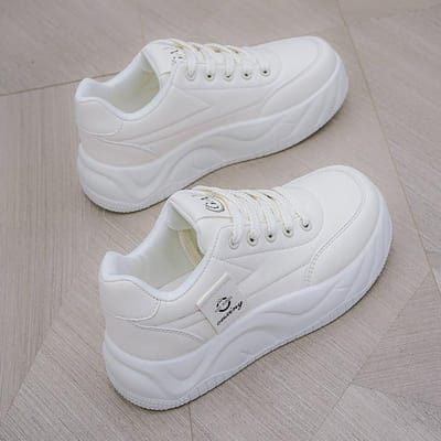 Platform Witte Schoenen Dames Lente Nieuwe Dames Schoenen Veelzijdige Board Schoenen Lichtgewicht Ademend Papa Schoenen Casual Sportschoenen 40 white