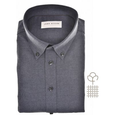 John Miller Overhemd Flannel Organic Cotton Shirt Donker Blauw / male