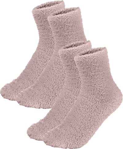 Malinsi® Fluffy Sokken Dames - 2-Pack Beige - One Size maat 36-41 - Huissokken - Badstof - Dikke Wintersokken - Cadeau voor haar - Housewarming - Verjaardag - Slofsokken Vrouw