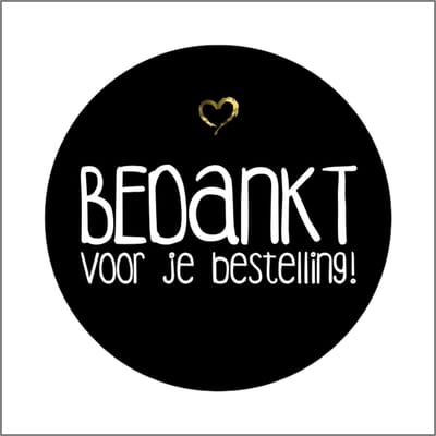 Etiketten XXL - Sluitstickers - Sluitzegel – Bedankt voor je bestelling - Zwart / Wit-Goud - Rond 11.5cm - 250 stuks