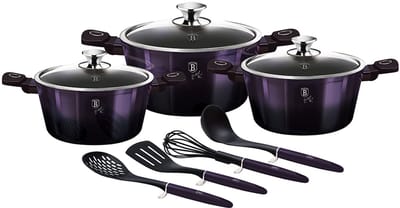 Berlinger Haus Purple Eclipse Collectie - Pannenset - 10 Delig - Titanium Coating - Soft Touch Handvat - Turbo Inductie
