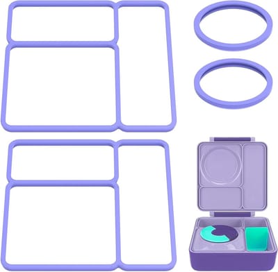 4 Stuks Siliconen Vervangingsafdichting, Perfecte Pasvorm Dekselafdichting voor OmieBox, Lekvrije Voedselveilige Onderdelen en Accessoires voor Bento Box (Paars)
