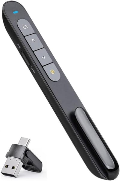 Draadloze Presentatie Clicker met USB-C en Type-A Ontvanger voor PowerPoint en Google Slides