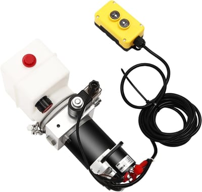 Hydraulische Pomp - Aggregaat Aanhanger - Kiepwagen Lift - Krachtige 12V Motor - 14x20x32 cm - Zwart Zilver