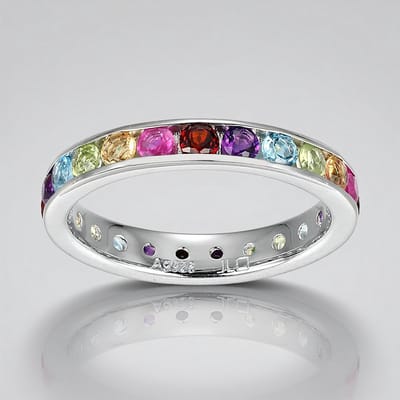 Cavill - Ring 925 Sterling Zilver - Robijn 0,209 ct, Granaat & Zwitsers Blauwe Topaas - Rond Geslepen Edelstenen - Elegant & Kleurrijk