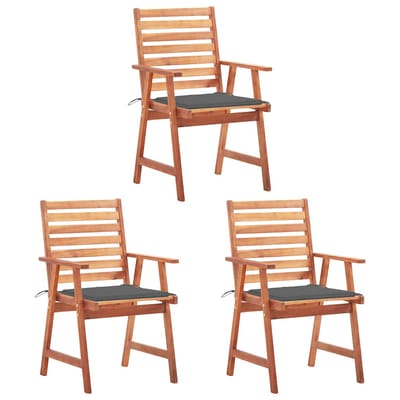 vidaXL - Tuinstoelen - 3 - st - met - kussens - massief - acaciahout
