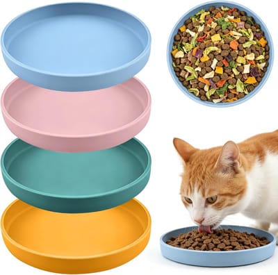 Voerbakken voor katten, 18 cm breed, met drinkbak, antislip, voor droge en natte levensmiddelen