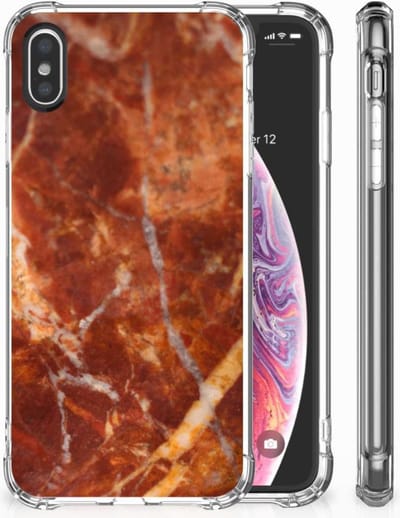 Apple iPhone X | Xs Anti-Shock Hoesje Marmer Bruin