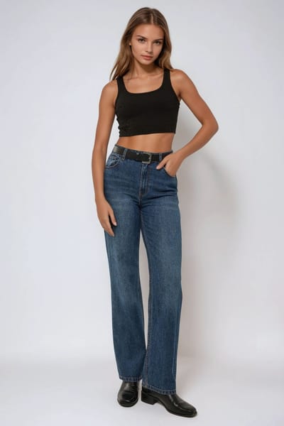 Aansluitende Cropped Tanktop met Ronde Hals