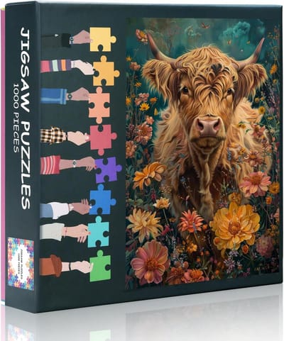 Dieren Puzzel - 1000 Stukjes - Ontspanning Thuis - Gedetailleerd Beeld - 50x70 cm - Hoogland Koe