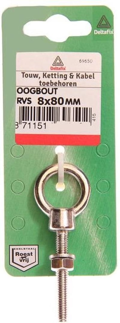Oogbout 8x80mm RVS - Deltafix