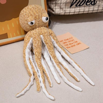 Levensechte Octopus Knuffel Zacht Knuffeldier Simulatie Zeedier Pop Schattig Cadeau voor Kinderen 40cm beige