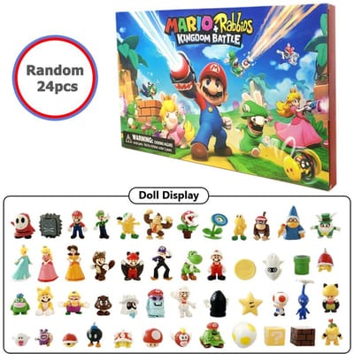 Super Mario Adventskalender Speelgoed 24 stuks/Set Kawaii Mario Anime Actiefiguur PVC Model Poppen Kerstkalender Speelgoed Voor Kinderen