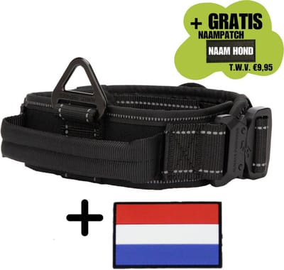 Always Prepared® Combi-Deal – Hondenhalsband + Nederlandse Vlag Patch – One Size – Stevig, Verstelbaar & Uniek – Voor Middelgrote en Grote Honden