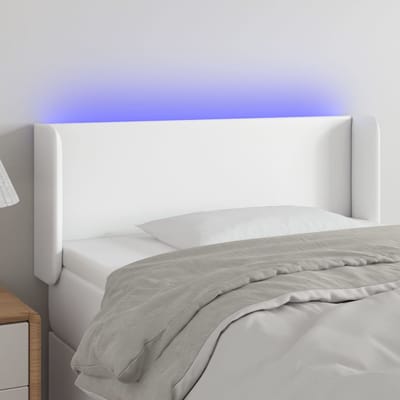 vidaXL - Hoofdbord - LED - 93x16x78/88 - cm - kunstleer - wit