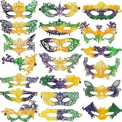 20 Stuks Kanten Maskers voor Vrouwen - Venetiaanse Maskers voor Avondballen, Vrijgezellenfeesten en Kostuums