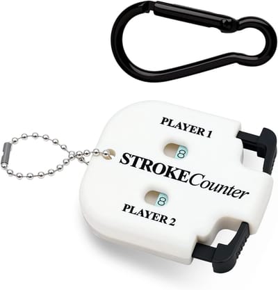 Golfteller 2 Spelers - Puntenteller Scorekeeper - Golf Wedstrijd Bijhouden - Mechanische Reset Knop - 5.5 x 5 cm - Wit