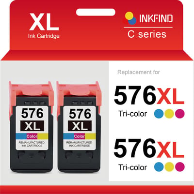 INKFIND 576XL Inktcartridge compatibel met Canon576 Canon 576 Canon CL-576 CL-576XL Hoge Capaciteit / 2-pack Kleur