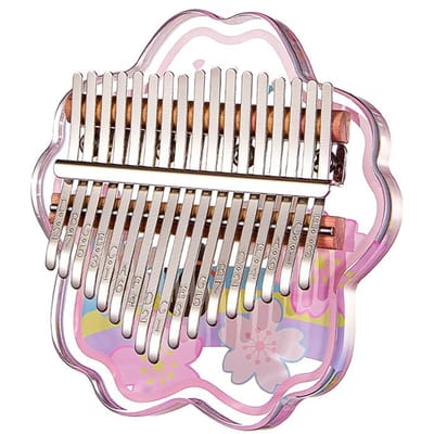 Kalimba Mini Duimpiano 17 Toetsen Draagbaar Muziekinstrument Cartoon Schattige Kalimba Duimpiano Muziek Rose Flower white