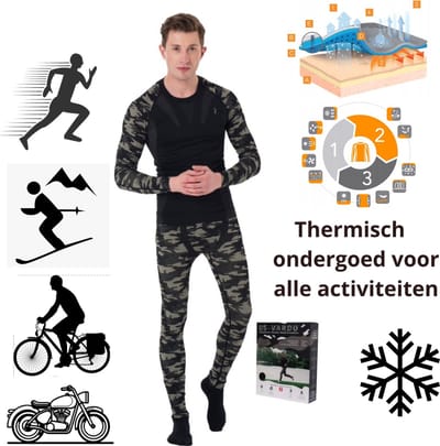 Thermisch ondergoed voor alle activiteiten, maat L - XL, heren set, thermoshirt en thermobroek, kleding, sport, winter