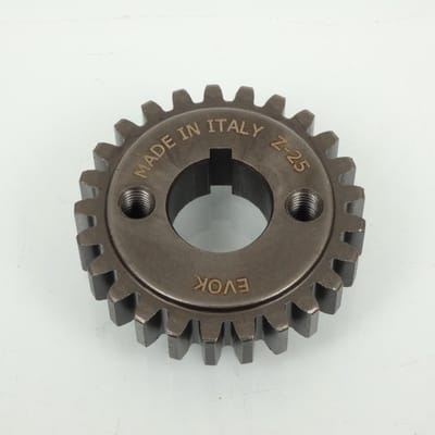 Pignon bout vilebrequin EVOK pour scooter Piaggio 80 Vespa Pk 1984 à 1989 25 dts