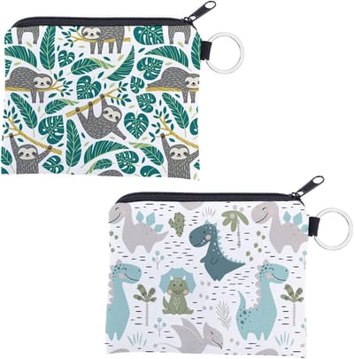 Schattige Dinosaur Wallet voor Kinderen - 2 Stuks - Kleine Portemonnee met Rits, Perfect voor Munten, Kaarten en Sleutels