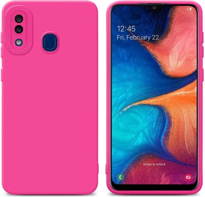 Cadorabo Hoesje geschikt voor Samsung Galaxy A20 / A30 / M10s in FLUID HOTPINK - Beschermhoes gemaakt van flexibel TPU silicone Cover Fluid Case