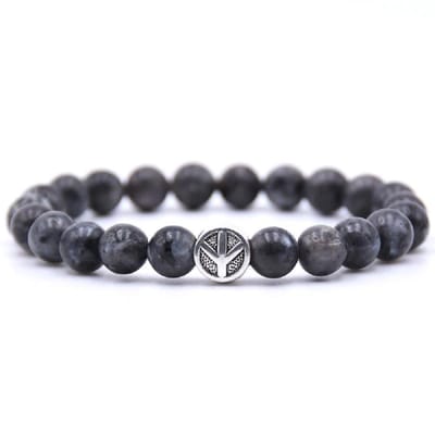 Mala Armband Van Natuursteen - Labradoriet Steen – Peace Symbool – 19 cm - Rhylane