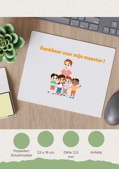 Akyol - dankbaar voor mijn meester Muismat - Meester - leraar - verjaardag - cadeautje voor meester - meester artikelen - kado - geschenk - gift - verjaardagscadeau - meesterdag - 23 bij 19 cm
