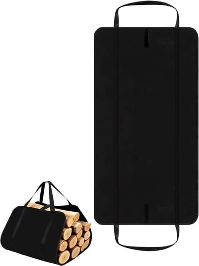 Houtblokken Drager - Houtopslag Tas - Brandhout Transport - Verstelbare Bovenriem - 100x50x1 cm - Zwart