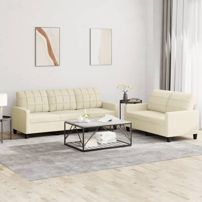 vidaXL - 2-delige - Loungeset - met - kussens - kunstleer - crème
