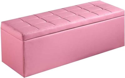 Voetenbank - Zitkussen Poef - Opbergen Woonkamer - Waterdicht PU Materiaal - 80x40x40 cm - Roze