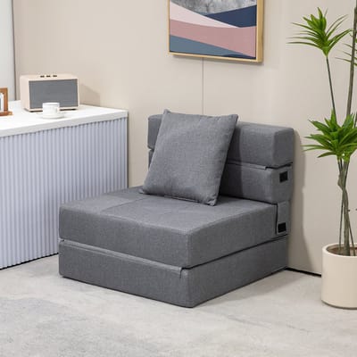 STILVORA Fauteuil - 70 x 70 cm - 2-in-1 Slaapstoel Met Handmatige Uitklapfunctie En Kussen - Voor Woonkamer Of Logeerkamer - Stof Donkergrijs