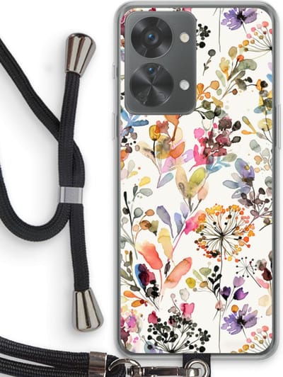 Case Company® - Hoesje met koord geschikt voor OnePlus Nord 2T hoesje met Koord - Wilde grassen - Telefoonhoesje met Zwart Koord - Bescherming aan alle Kanten en Over de Schermrand
