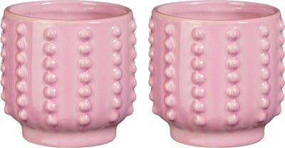 Mica Decorations Pot - 2x - boaz - gebobbeld - roze - 13 x 14 cm