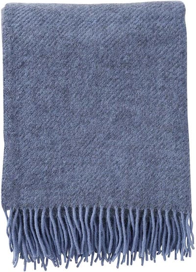 Klippan- Gotland- Woondeken - Plaid - Lamswol en Gotland wol - 130cm x 200cm - blauw- infinity blue