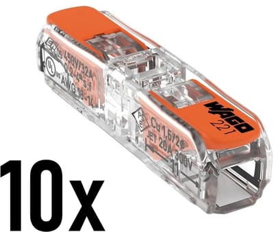 10x Originele WAGO verbindingsklem 1-Voudig | 10 stuks | Doorvoerconnector | voor 0,2 - 4 mm draad | Origineel WAGO