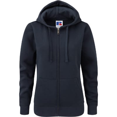 Russell Dames Premium Authentieke Hoodie met rits (3-laagse stof) (Franse marine)