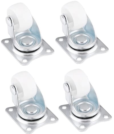 Set van 4 Vervangende Vaste Meubelwielen met 1" Diameter in Wit Polypropyleen voor Diverse Toepassingen