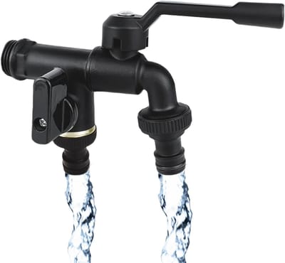 Dubbele Tuinkraan - 1/2 Inch Waterinlaat En Twee 3/4 Inch Wateruitlaatslangen - Roestvrij - Vorstbestendig - Buitenkraandispenser Voor Tuin - Wasmachine
