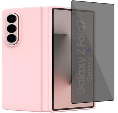 ChiGuard Hoesje & Privacy Screenprotector geschikt voor Samsung Galaxy Z Fold 7 - Privé Gehard Glas Cover - Case - Roze
