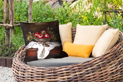 Sierkussen Buiten - Granaatappels - Klassiek - Vintage - 60x60 cm - Weerbestendig