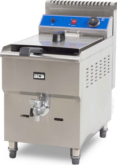 HCB® - Professionele grote Horeca frituurpan - Friteuse - 14 liter - propaan - RVS / INOX frietketel - frietpannen - frietpan - 60x34x63 cm (DxBxH) - 12000W - 2135