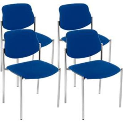 Nowy Styl bezoekersstoel STYL, zonder armleuningen, stapelbaar tot 6 stuks, bekleding blauw, onderstel aluminiumzilver, tot 110 kg, 4 stuks