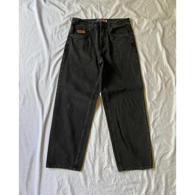Denim Skateboard Puur Zwart Geborduurd Slijtvast Rechte Losse Broek L white