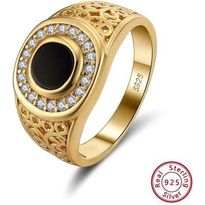 Chevalières rondes en agate pour hommes Argent sterling 925 Mariage Fiançailles Déclaration Vintage Bague de pouce Bijoux NMR09 11 beige