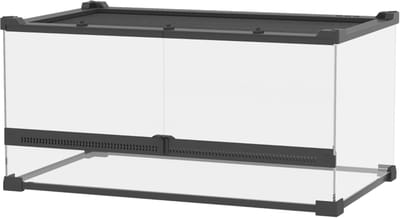 MODFU - Reptielenterrarium - Met Verhoogde Waterdichte Bodem En Veilig Slot - Met Ventilatie - Glas En Staal - Zwart - 50 x 30 x 25 cm
