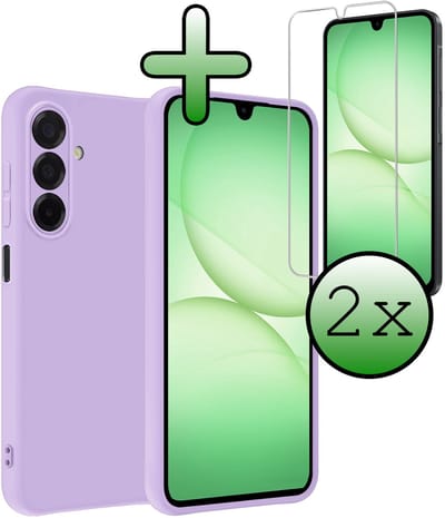 Hoesje Met 2x Screenprotector - Geschikt voor Samsung Galaxy A17 - Sterk & Shockproof - Back Cover - Siliconen Case - Telefoon Hoes - Lila