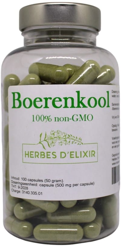 Herbes D'elixir Boerenkool Capsules - 500mg per Capsule - 100 Stuks - 100% Natuurlijk - Vegan